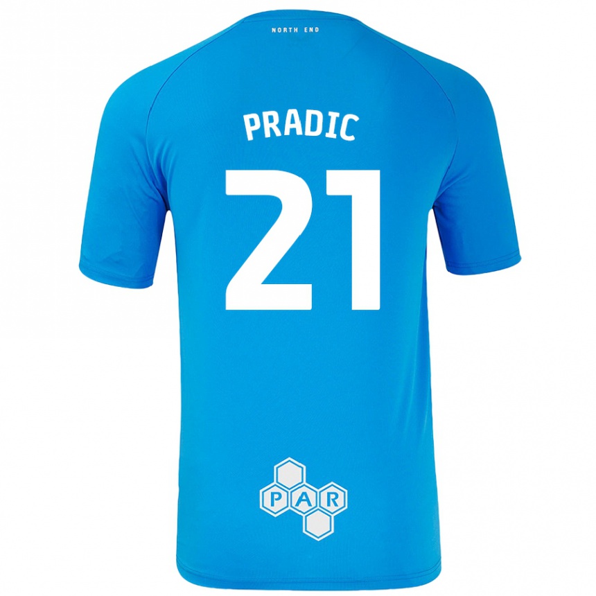 Kinder Fußball James Pradic #21 Himmelblau Auswärtstrikot Trikot 2024/25 T-Shirt Luxemburg