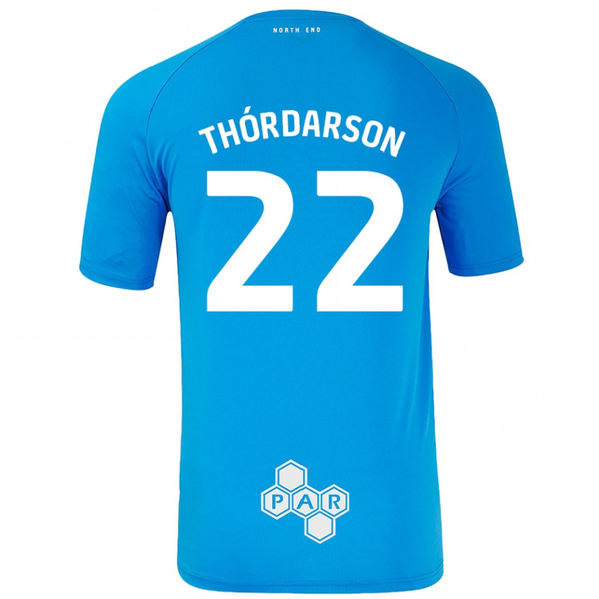 Kinder Fußball Stefán Teitur Thórdarson #22 Himmelblau Auswärtstrikot Trikot 2024/25 T-Shirt Luxemburg