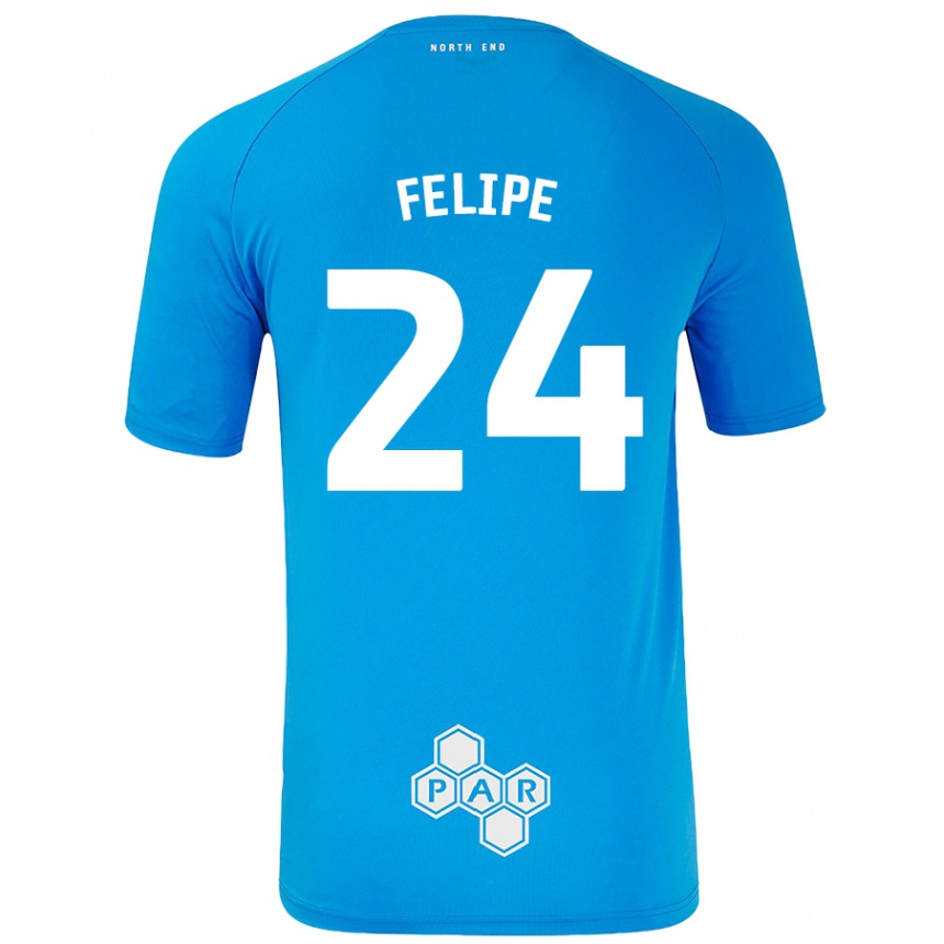 Kinder Fußball Felipe #24 Himmelblau Auswärtstrikot Trikot 2024/25 T-Shirt Luxemburg