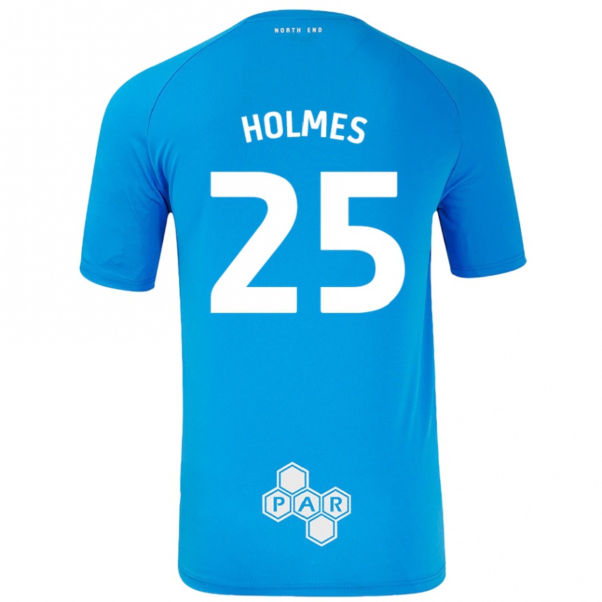 Kinder Fußball Duane Holmes #25 Himmelblau Auswärtstrikot Trikot 2024/25 T-Shirt Luxemburg