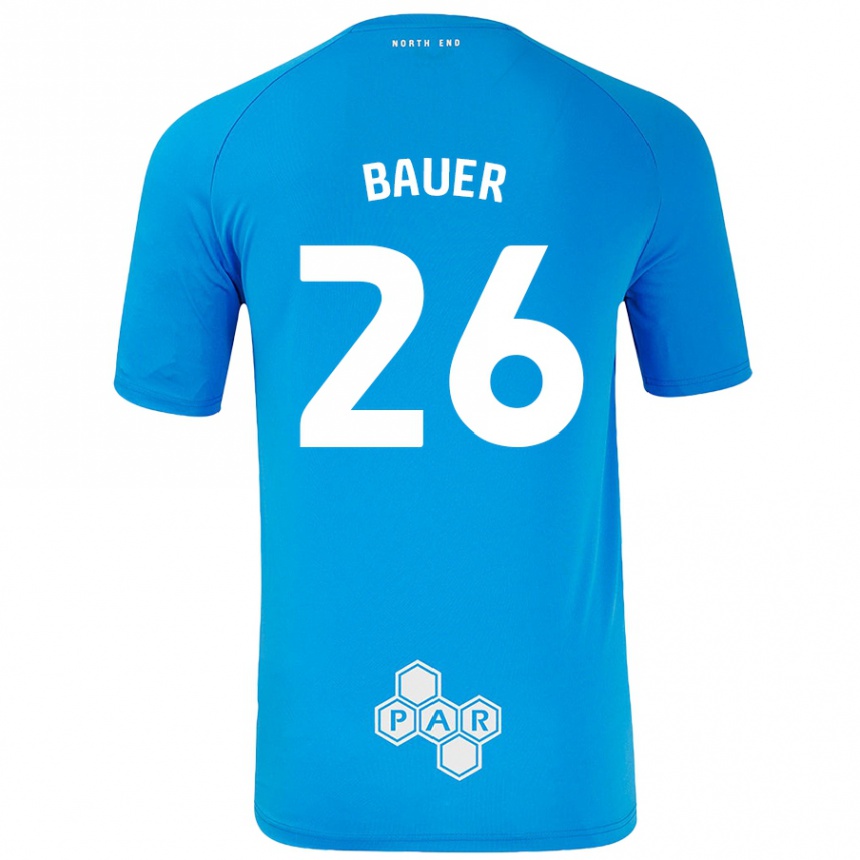 Kinder Fußball Patrick Bauer #26 Himmelblau Auswärtstrikot Trikot 2024/25 T-Shirt Luxemburg