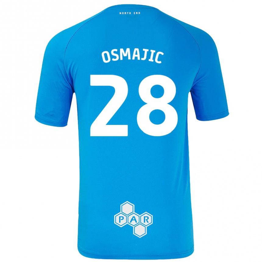 Kinder Fußball Milutin Osmajic #28 Himmelblau Auswärtstrikot Trikot 2024/25 T-Shirt Luxemburg