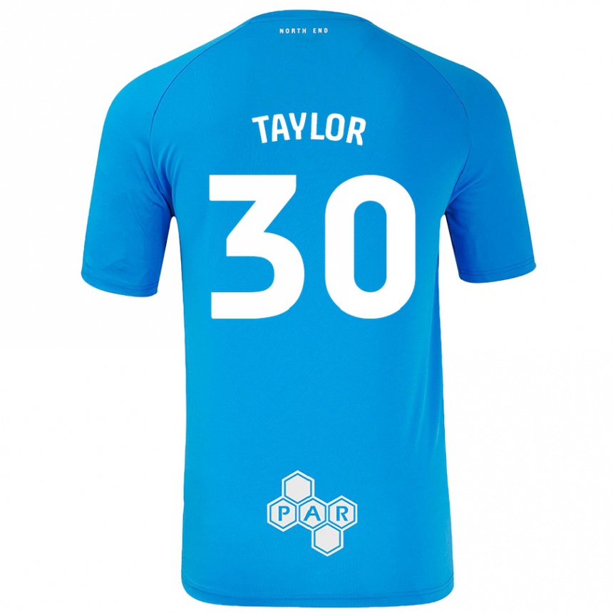 Kinder Fußball Kian Taylor #30 Himmelblau Auswärtstrikot Trikot 2024/25 T-Shirt Luxemburg