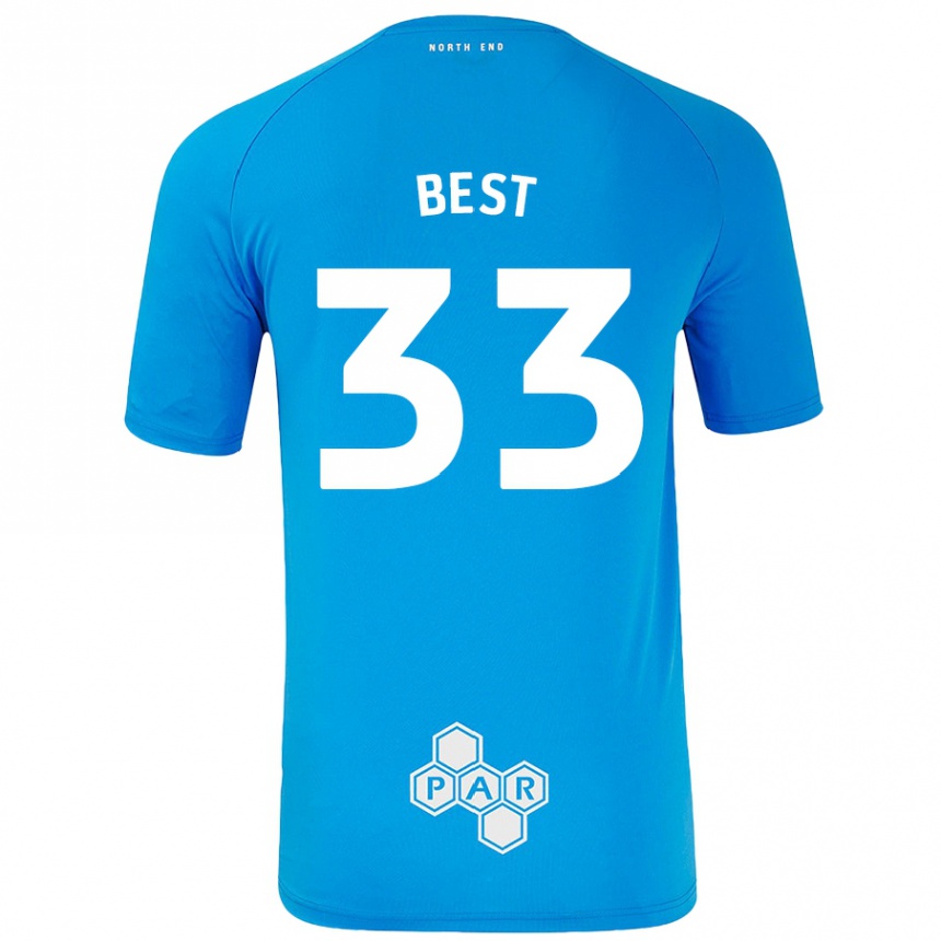 Kinder Fußball Kian Best #33 Himmelblau Auswärtstrikot Trikot 2024/25 T-Shirt Luxemburg