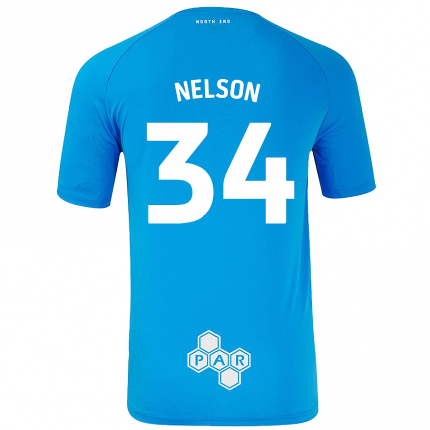 Kinder Fußball Kitt Nelson #34 Himmelblau Auswärtstrikot Trikot 2024/25 T-Shirt Luxemburg