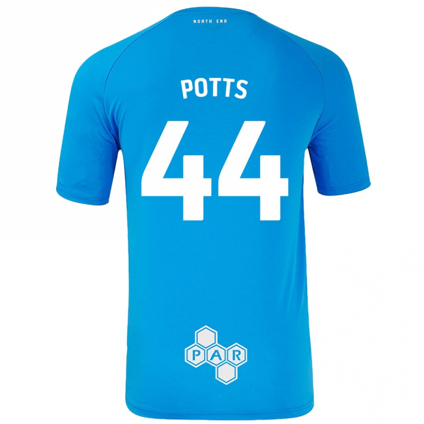 Kinder Fußball Brad Potts #44 Himmelblau Auswärtstrikot Trikot 2024/25 T-Shirt Luxemburg