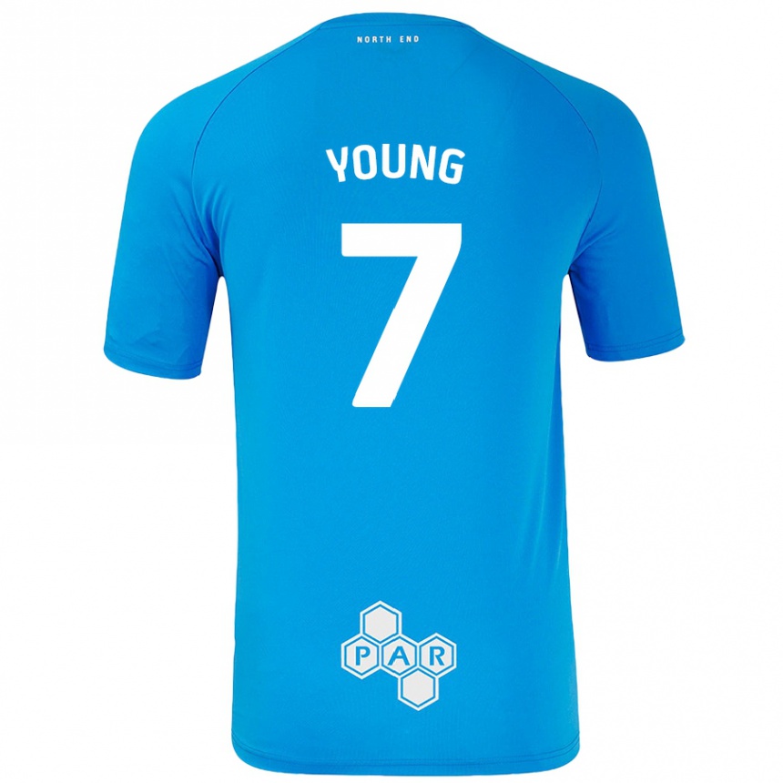 Kinder Fußball Danielle Young #7 Himmelblau Auswärtstrikot Trikot 2024/25 T-Shirt Luxemburg