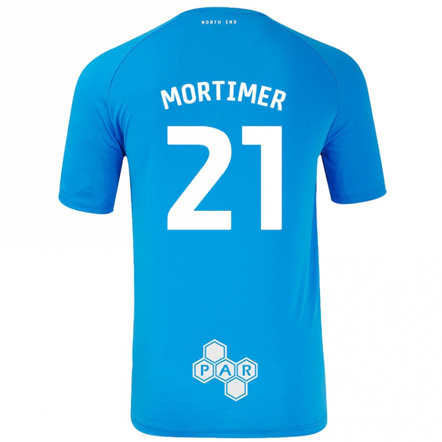 Kinder Fußball Jodie Mortimer #21 Himmelblau Auswärtstrikot Trikot 2024/25 T-Shirt Luxemburg