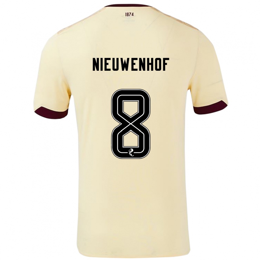 Kinder Fußball Calem Nieuwenhof #8 Creme Burgunderrot Auswärtstrikot Trikot 2024/25 T-Shirt Luxemburg