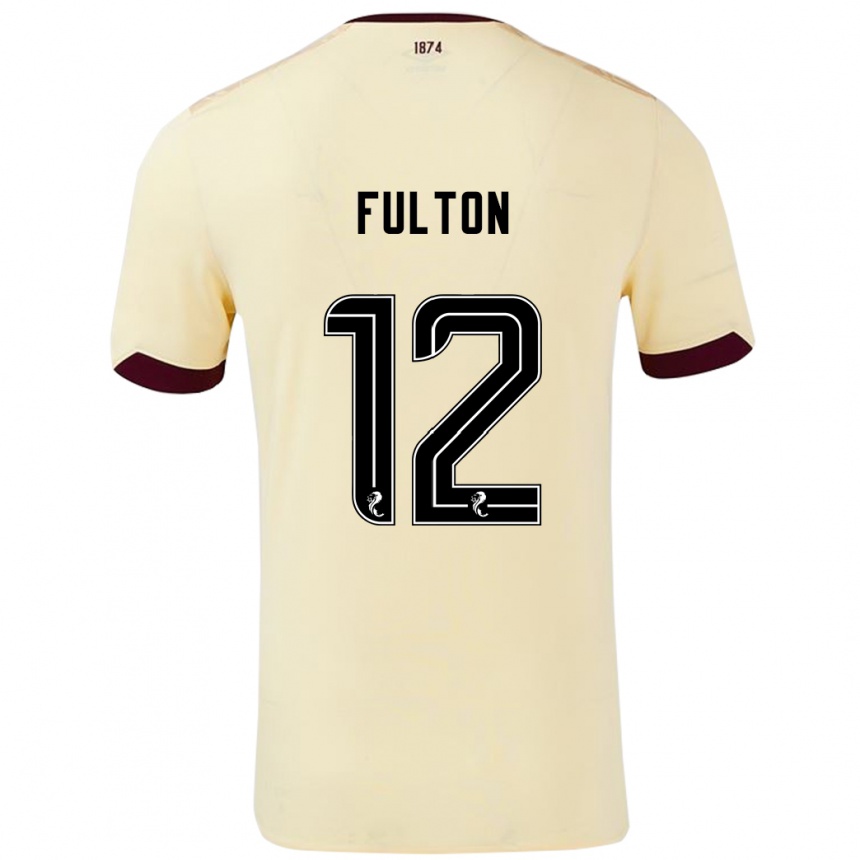 Kinder Fußball Ryan Fulton #12 Creme Burgunderrot Auswärtstrikot Trikot 2024/25 T-Shirt Luxemburg