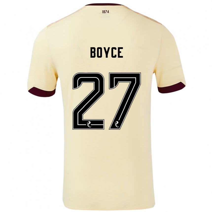 Kinder Fußball Liam Boyce #27 Creme Burgunderrot Auswärtstrikot Trikot 2024/25 T-Shirt Luxemburg