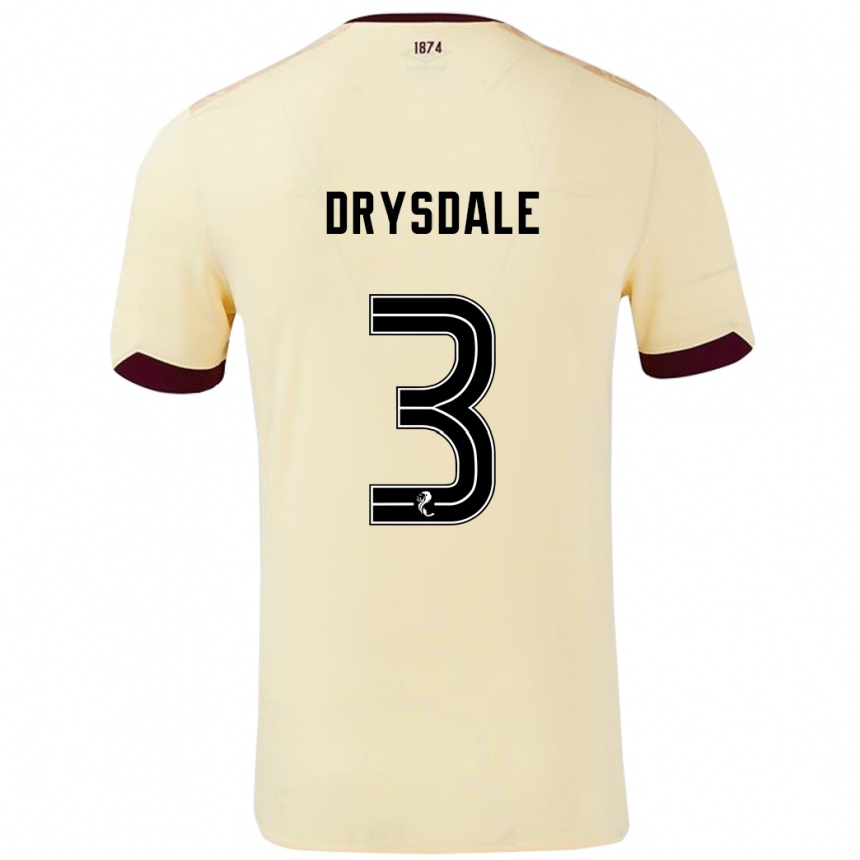 Kinder Fußball Ethan Drysdale #3 Creme Burgunderrot Auswärtstrikot Trikot 2024/25 T-Shirt Luxemburg