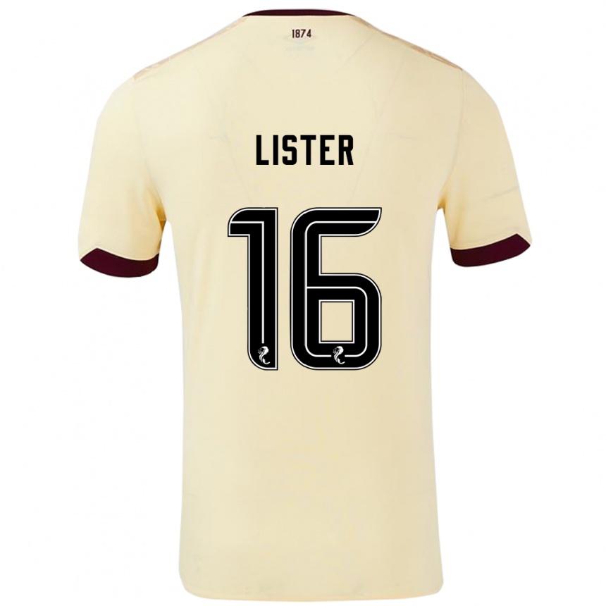 Kinder Fußball Henry Lister #16 Creme Burgunderrot Auswärtstrikot Trikot 2024/25 T-Shirt Luxemburg