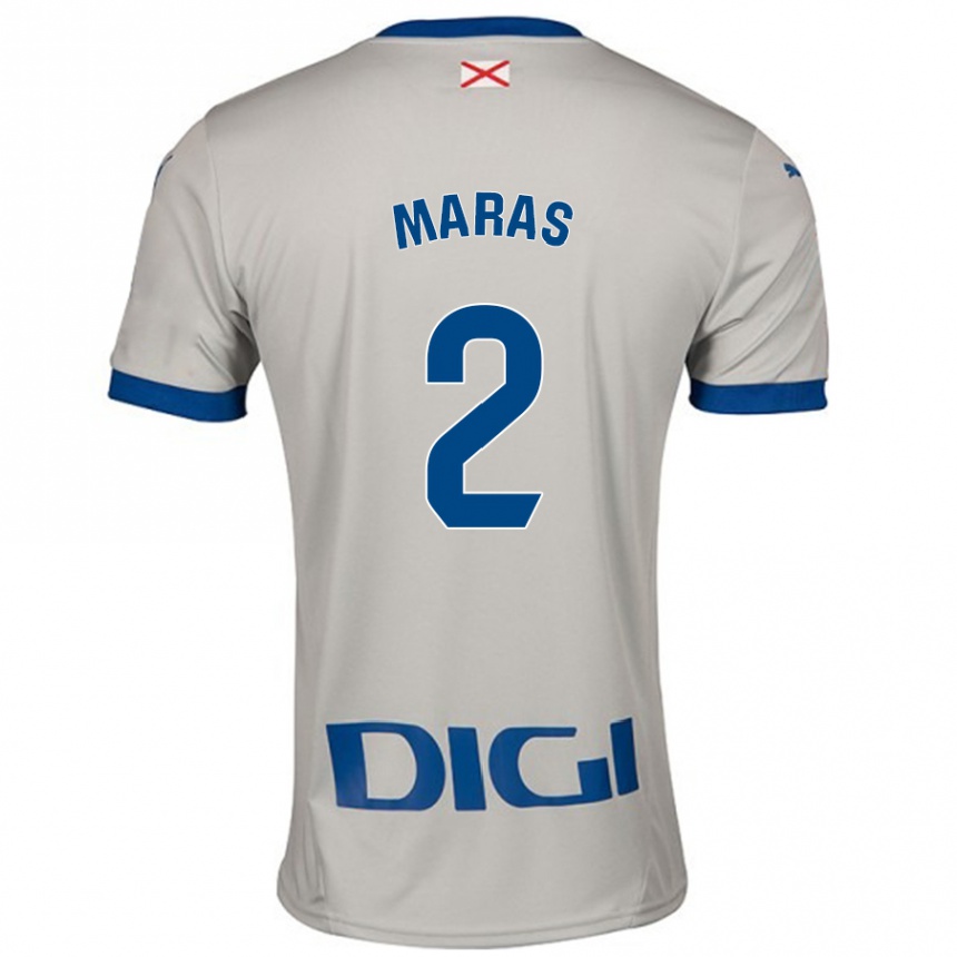 Kinder Fußball Nikola Maras #2 Hellgrau Auswärtstrikot Trikot 2024/25 T-Shirt Luxemburg