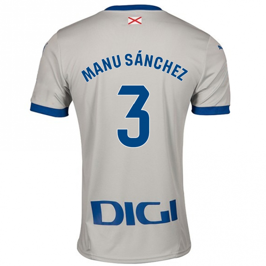 Kinder Fußball Manu Sanchez #3 Hellgrau Auswärtstrikot Trikot 2024/25 T-Shirt Luxemburg