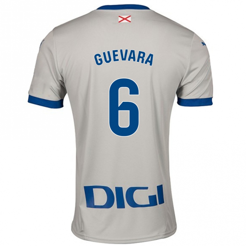 Kinder Fußball Ander Guevara #6 Hellgrau Auswärtstrikot Trikot 2024/25 T-Shirt Luxemburg