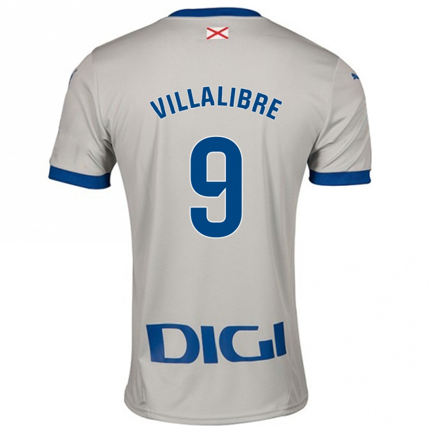 Kinder Fußball Asier Villalibre #9 Hellgrau Auswärtstrikot Trikot 2024/25 T-Shirt Luxemburg