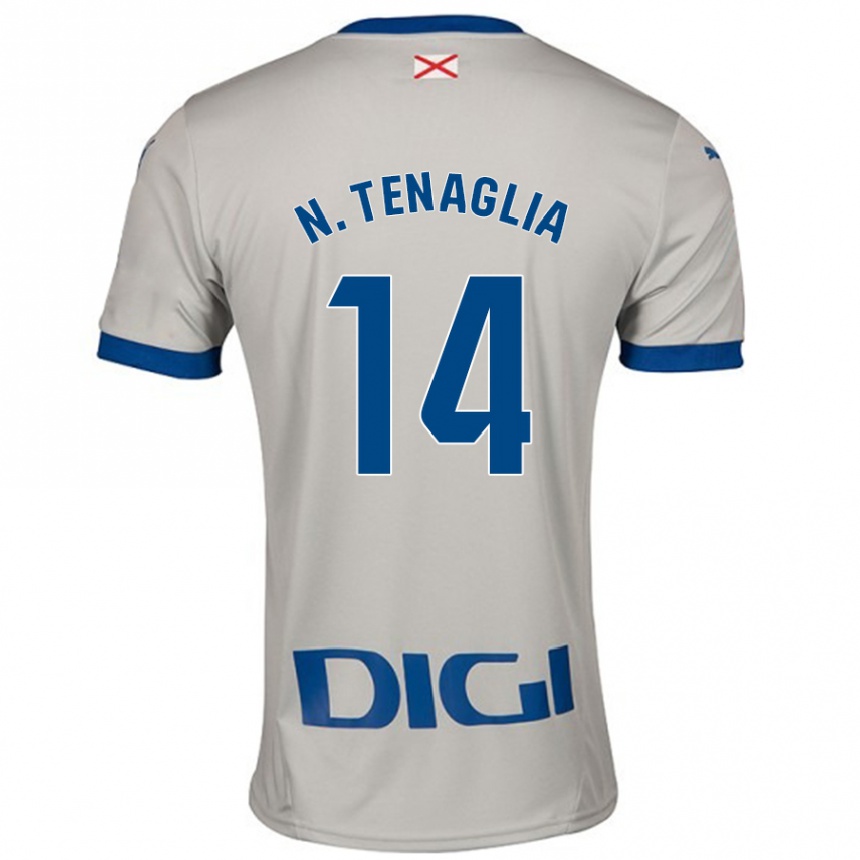 Kinder Fußball Nahuel Tenaglia #14 Hellgrau Auswärtstrikot Trikot 2024/25 T-Shirt Luxemburg