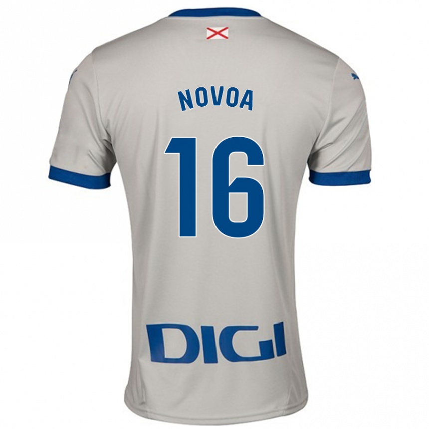 Kinder Fußball Hugo Novoa #16 Hellgrau Auswärtstrikot Trikot 2024/25 T-Shirt Luxemburg