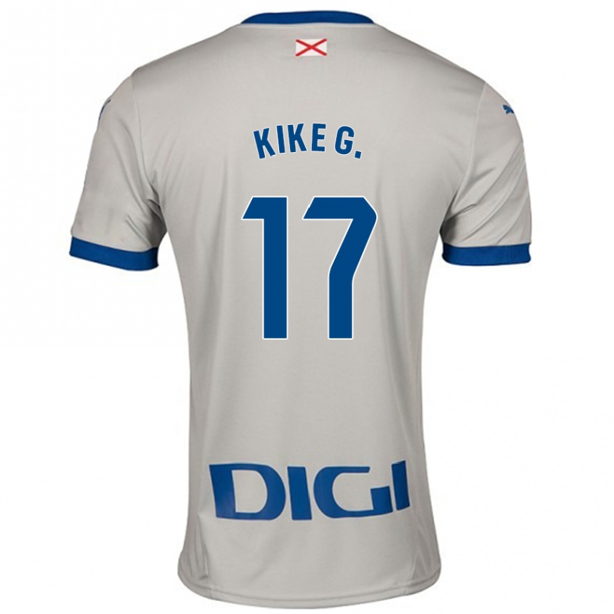 Kinder Fußball Kike García #17 Hellgrau Auswärtstrikot Trikot 2024/25 T-Shirt Luxemburg