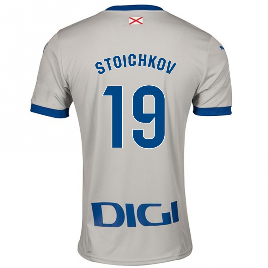 Kinder Fußball Stoichkov #19 Hellgrau Auswärtstrikot Trikot 2024/25 T-Shirt Luxemburg