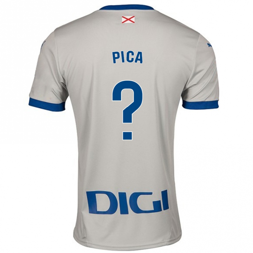 Kinder Fußball Adrián Pica #0 Hellgrau Auswärtstrikot Trikot 2024/25 T-Shirt Luxemburg