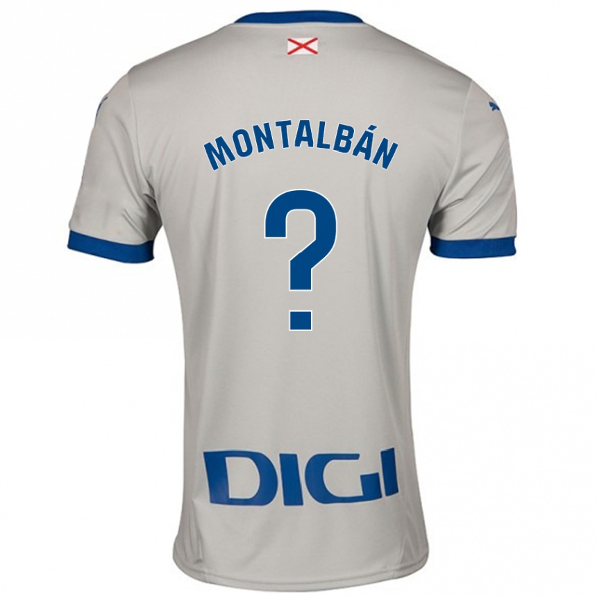 Kinder Fußball Enrique Montalbán #0 Hellgrau Auswärtstrikot Trikot 2024/25 T-Shirt Luxemburg