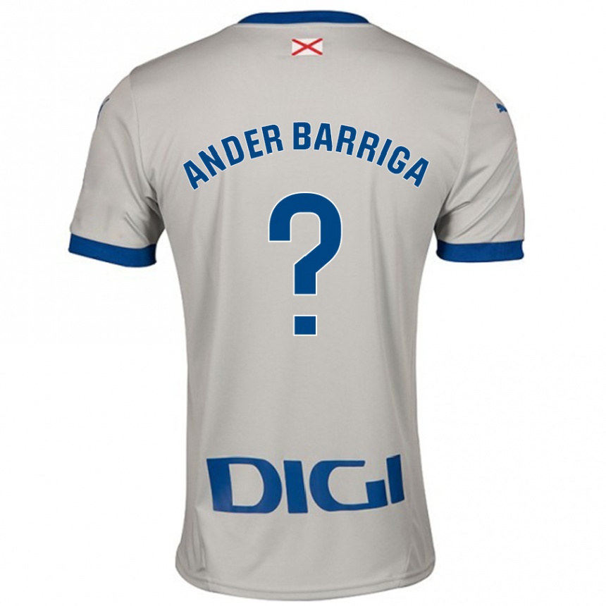 Kinder Fußball Jon Ander Barriga #0 Hellgrau Auswärtstrikot Trikot 2024/25 T-Shirt Luxemburg