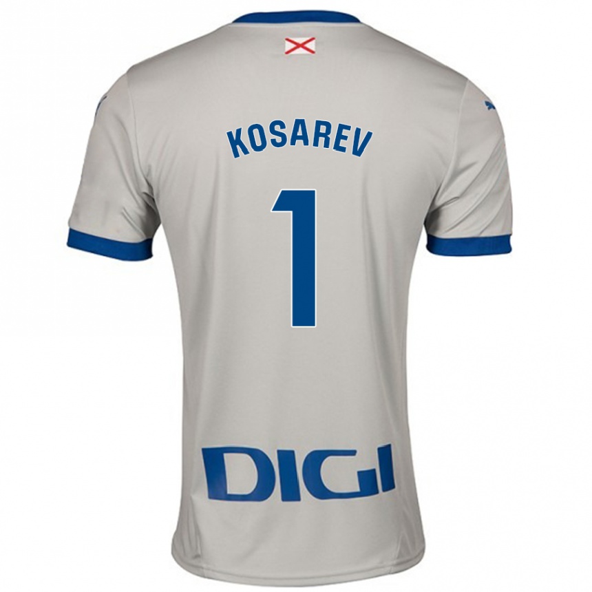 Kinder Fußball Oleksandr Kosarev #1 Hellgrau Auswärtstrikot Trikot 2024/25 T-Shirt Luxemburg