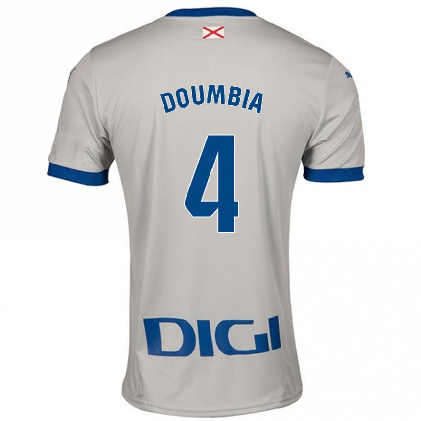 Kinder Fußball Daouda Doumbia #4 Hellgrau Auswärtstrikot Trikot 2024/25 T-Shirt Luxemburg