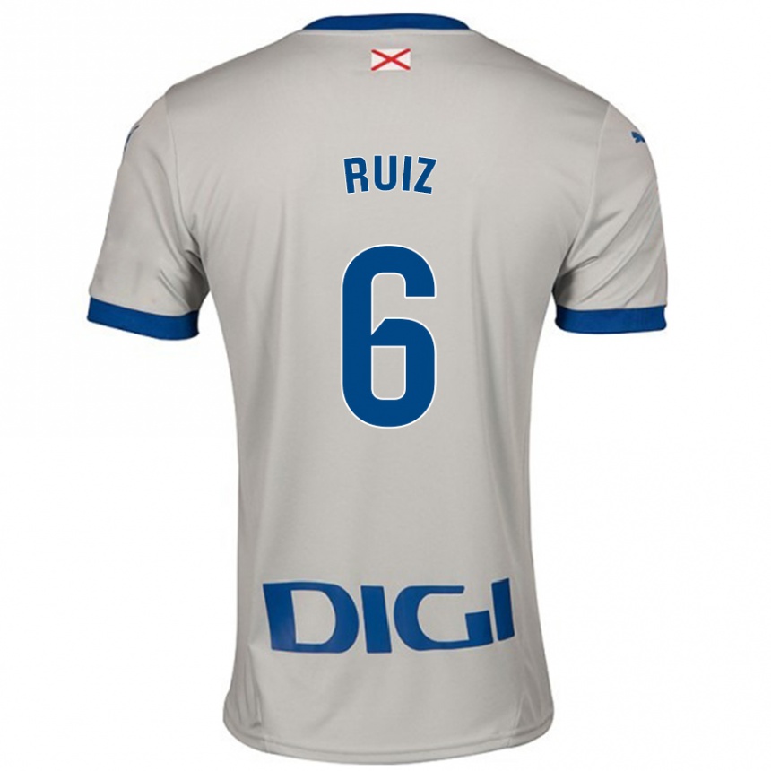 Kinder Fußball Markel Ruiz #6 Hellgrau Auswärtstrikot Trikot 2024/25 T-Shirt Luxemburg