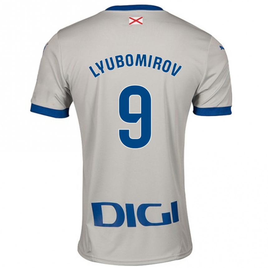 Kinder Fußball Daniel Lyubomirov #9 Hellgrau Auswärtstrikot Trikot 2024/25 T-Shirt Luxemburg