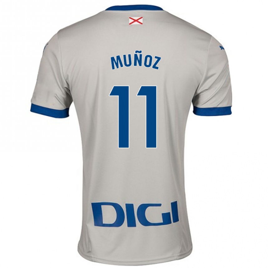 Kinder Fußball Egoitz Muñoz #11 Hellgrau Auswärtstrikot Trikot 2024/25 T-Shirt Luxemburg