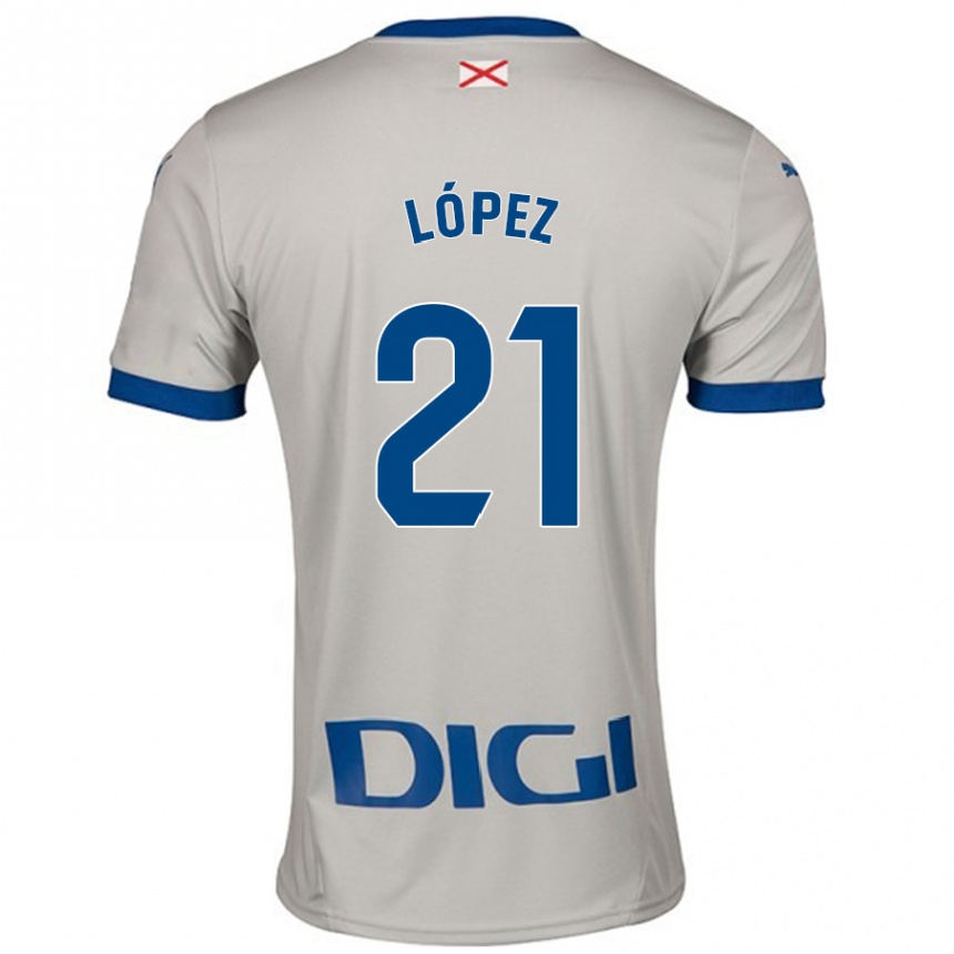 Kinder Fußball Juanma López #21 Hellgrau Auswärtstrikot Trikot 2024/25 T-Shirt Luxemburg