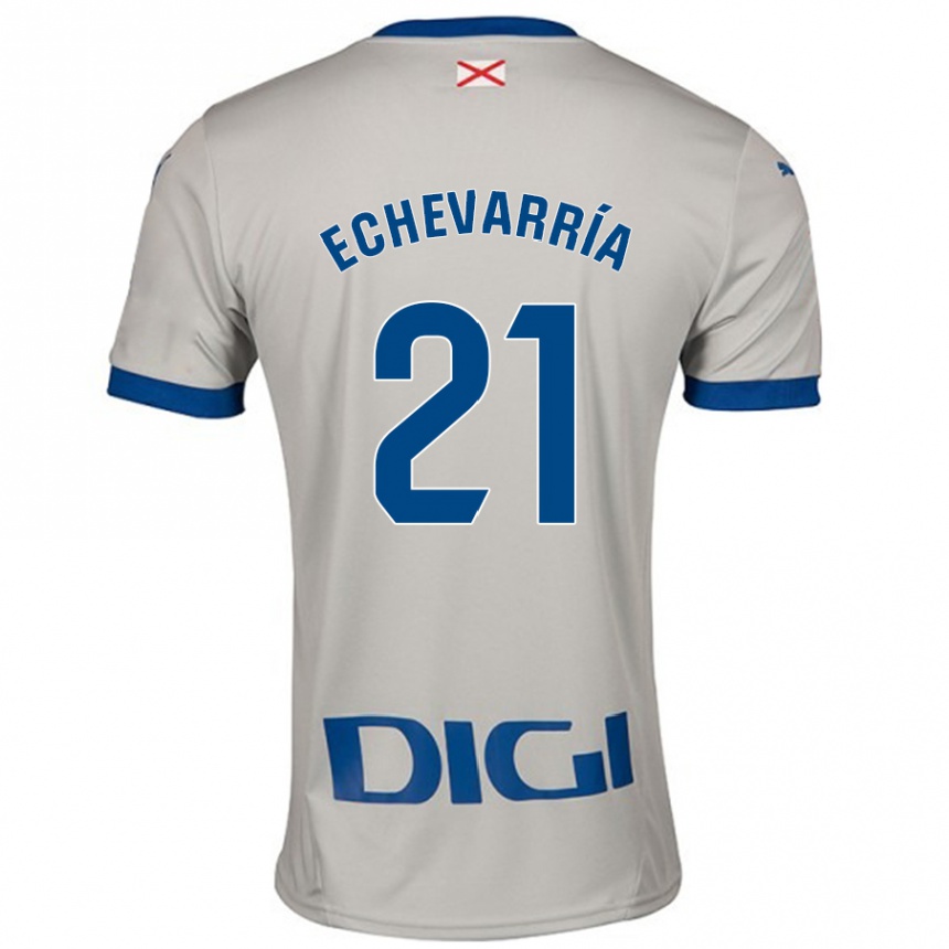 Kinder Fußball Martin Echevarría #21 Hellgrau Auswärtstrikot Trikot 2024/25 T-Shirt Luxemburg