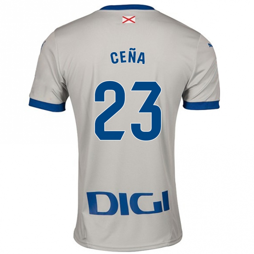 Kinder Fußball Marcos Ceña #23 Hellgrau Auswärtstrikot Trikot 2024/25 T-Shirt Luxemburg