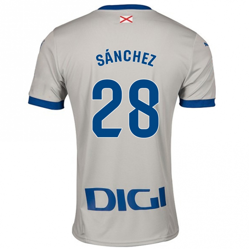 Kinder Fußball Ander Sánchez #28 Hellgrau Auswärtstrikot Trikot 2024/25 T-Shirt Luxemburg