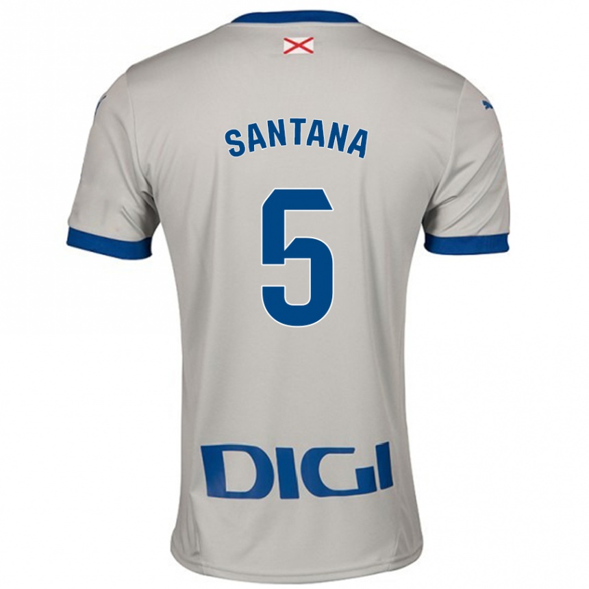 Kinder Fußball Vanesa Santana #5 Hellgrau Auswärtstrikot Trikot 2024/25 T-Shirt Luxemburg