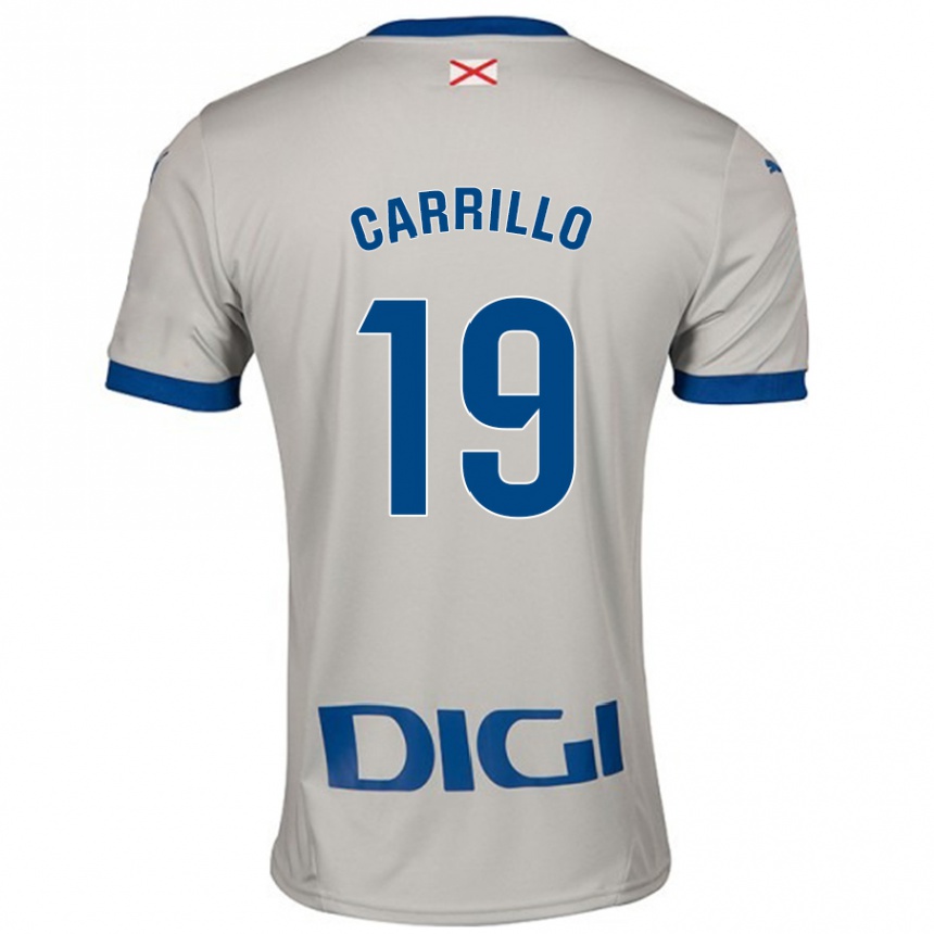 Kinder Fußball Sara Carrillo #19 Hellgrau Auswärtstrikot Trikot 2024/25 T-Shirt Luxemburg