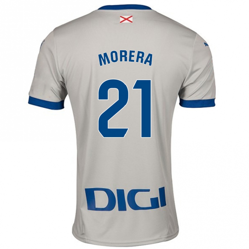 Kinder Fußball Carla Morera #21 Hellgrau Auswärtstrikot Trikot 2024/25 T-Shirt Luxemburg