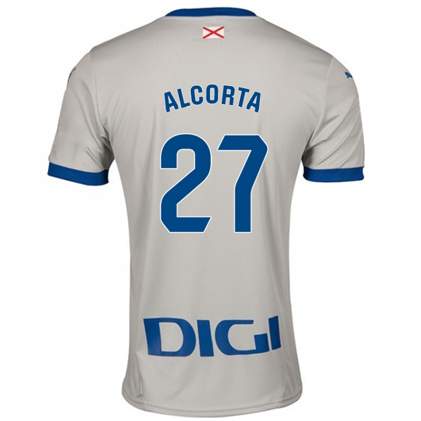 Kinder Fußball Alaitz Alcorta #27 Hellgrau Auswärtstrikot Trikot 2024/25 T-Shirt Luxemburg