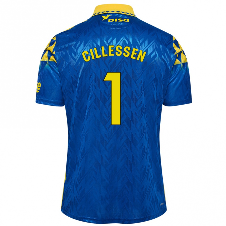 Kinder Fußball Jasper Cillessen #1 Blau Gelb Auswärtstrikot Trikot 2024/25 T-Shirt Luxemburg