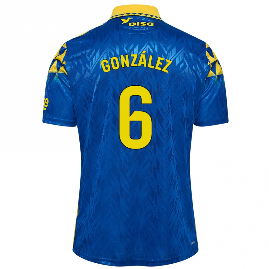 Kinder Fußball Fabio González #6 Blau Gelb Auswärtstrikot Trikot 2024/25 T-Shirt Luxemburg