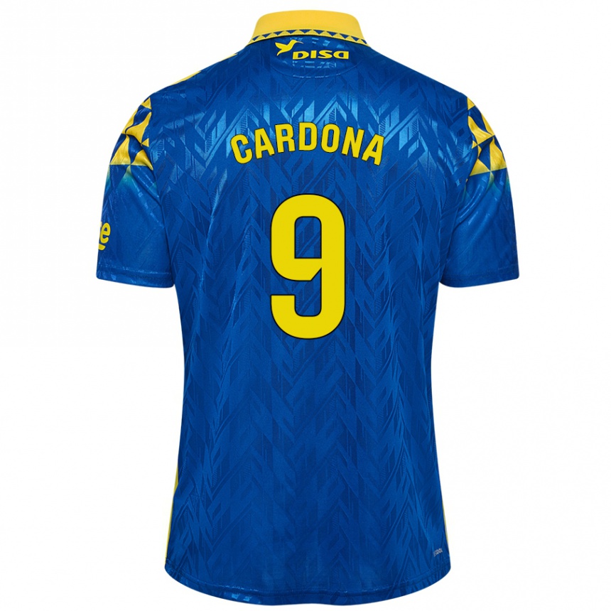 Kinder Fußball Marc Cardona #9 Blau Gelb Auswärtstrikot Trikot 2024/25 T-Shirt Luxemburg