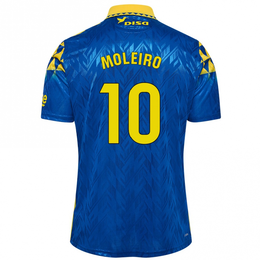 Kinder Fußball Alberto Moleiro #10 Blau Gelb Auswärtstrikot Trikot 2024/25 T-Shirt Luxemburg