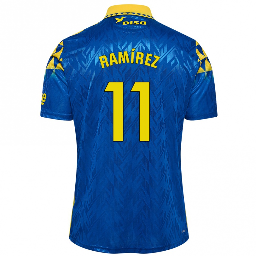 Kinder Fußball Benito Ramírez #11 Blau Gelb Auswärtstrikot Trikot 2024/25 T-Shirt Luxemburg