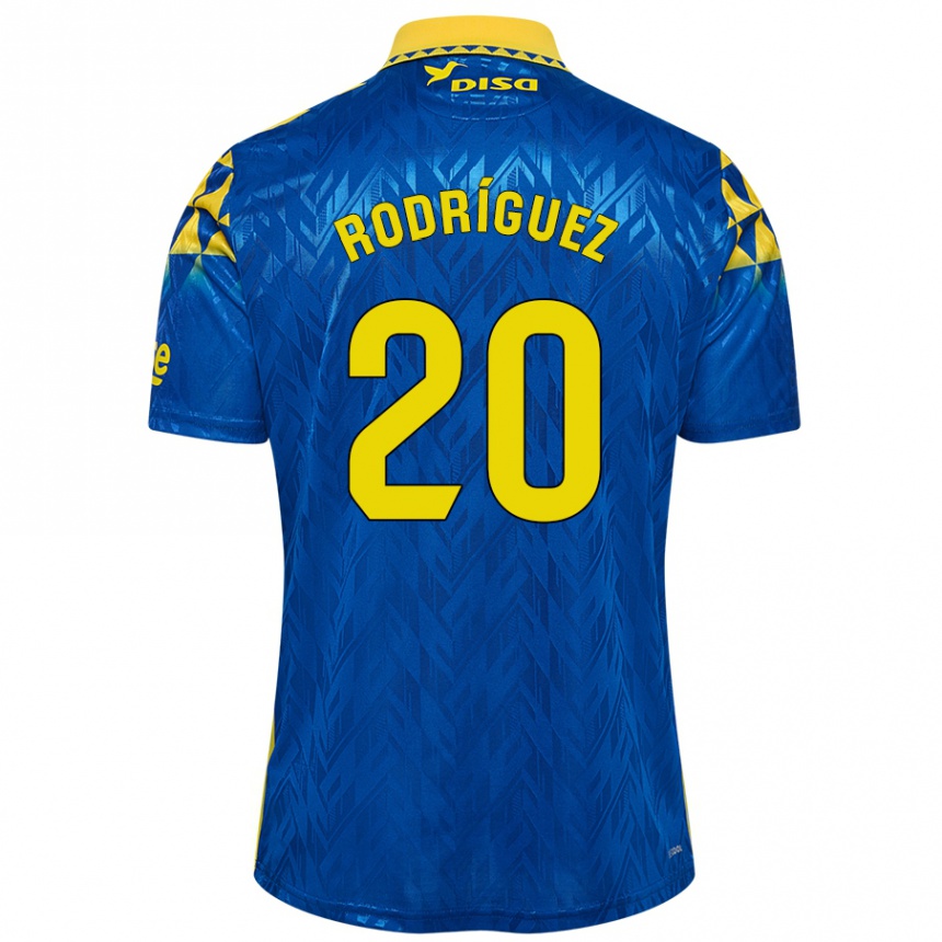 Kinder Fußball Kirian Rodríguez #20 Blau Gelb Auswärtstrikot Trikot 2024/25 T-Shirt Luxemburg