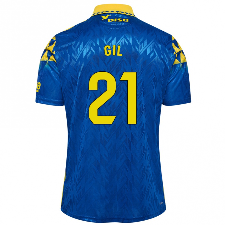 Kinder Fußball Iván Gil #21 Blau Gelb Auswärtstrikot Trikot 2024/25 T-Shirt Luxemburg