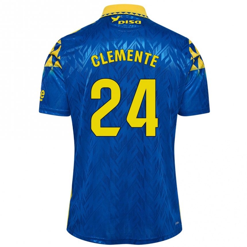 Kinder Fußball Enrique Clemente #24 Blau Gelb Auswärtstrikot Trikot 2024/25 T-Shirt Luxemburg