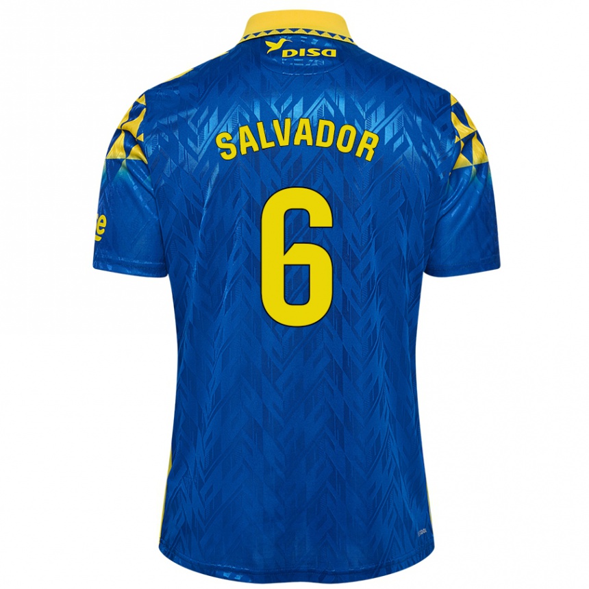 Kinder Fußball Pol Salvador #6 Blau Gelb Auswärtstrikot Trikot 2024/25 T-Shirt Luxemburg